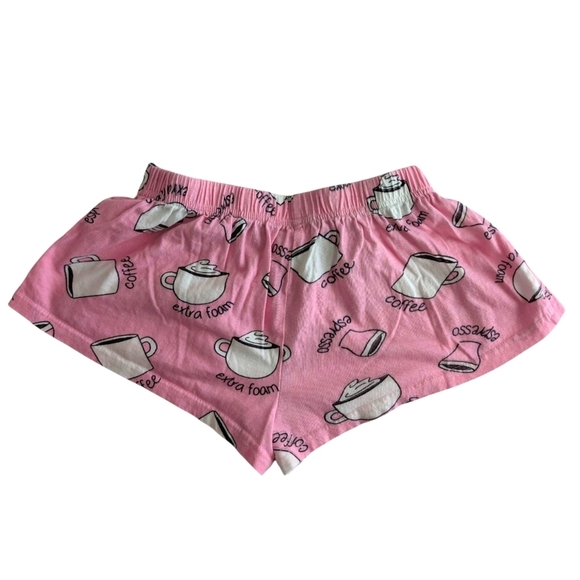 Sleep & Co Pink Coffee Print Women's Sleep Shorts Cotton Size S - Picture 4 of 7